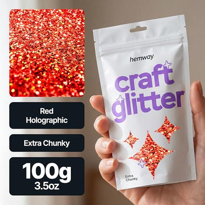 Craft Glitter Red Holographic 100g Extra Chunky Glitter (3.5 Ounce)