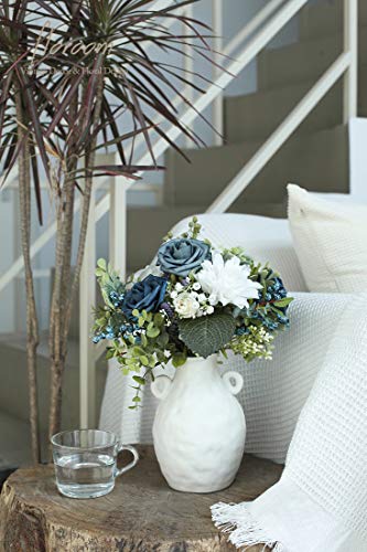 Artificial Flowers 50pcs Real Looking Dusty Blue Foam Fake Roses with Stems for DIY Wedding Bouquets Bridal Shower Centerpieces Floral Arrangements Party Tables Home Decorations (50 Count)