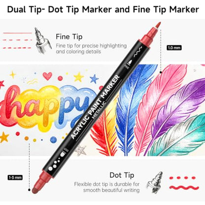 28 Metallic Dot & Fine Tip Acrylic Paint Markers (28 Count)