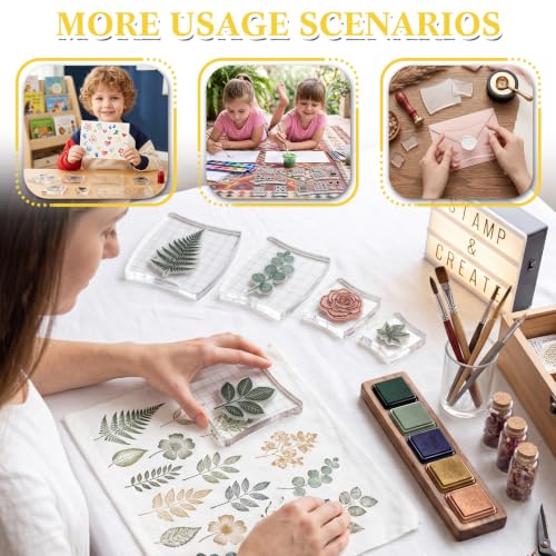 7 Pcs Acrylic Stamp Blocks Set Clear with Grid Lines (7 Count)