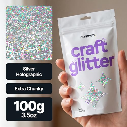 Craft Glitter Silver Holographic 100g Extra Chunky Glitter (3.5 Ounce)