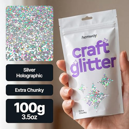 Craft Glitter Silver Holographic 100g Extra Chunky Glitter (3.5 Ounce)
