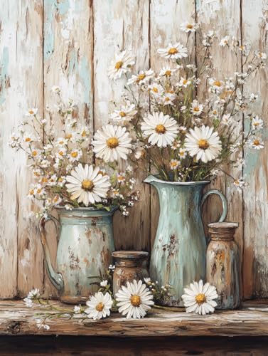 Rustic Daisy Stamped Cross Stitch Kits for Beginners Adults