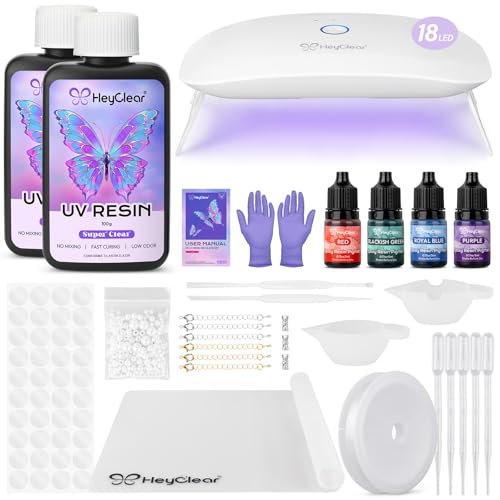 UV Resin Kit Jewelry Making Supplies with 18 LEDs Large UV Light