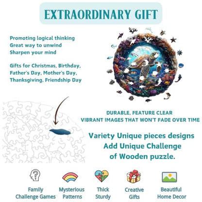 3D Cute Sea Turtle Puzzles Coral Ocean Fish Colorful Puzzle Adults Gifts for Women Men Wooden 100 Pieces 8.5x8.5in (100 Count)