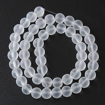 32pcs 12mm Frost White Crystal Glass Beads for Jewelry Making Round Loose Beads DIY Bracelets Necklaces Crystal Energy Healing Stone Beads 15"
