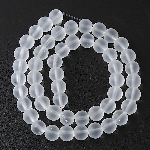 45pcs 8mm Frost White Crystal Glass Beads for Jewelry Making Round Loose Beads DIY Bracelets Necklaces Crystal Energy Healing Stone Beads 15"