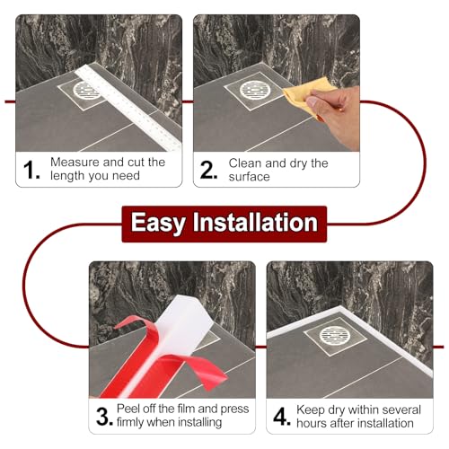 157 Inch Flexible Quarter Round Molding Silicone Peel and Stick Trim Self Adhesive Shower Water Barrier for Corner Decor Bathroom Kitchen