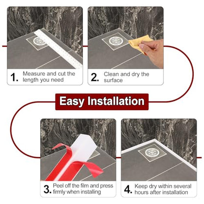 157 Inch Flexible Quarter Round Molding Silicone Peel and Stick Trim Self Adhesive Shower Water Barrier for Corner Decor Bathroom Kitchen
