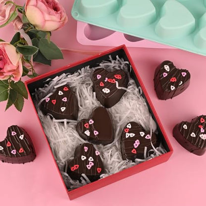 2 Pack 8 Cavity 2.7″ Heart Chocolate Molds Silicone (2 Count)