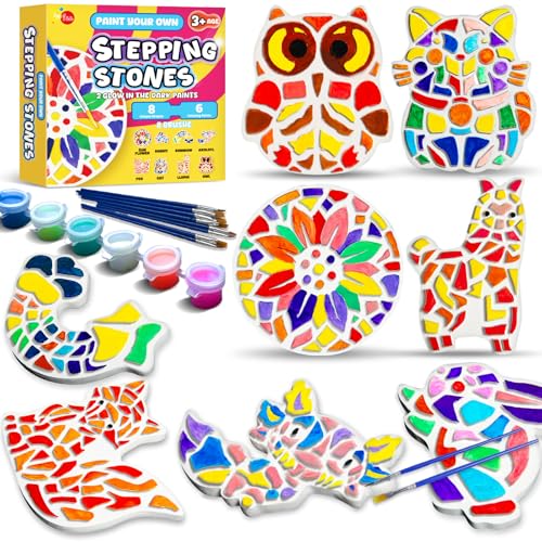 8Pcs Stepping Stones Painting Craft Kit for Kids 4 8 6