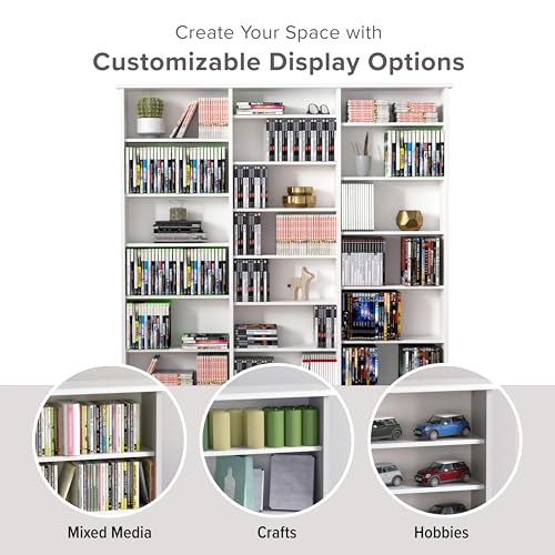 3 Column 51" Tall White Display Multimedia Cabinet