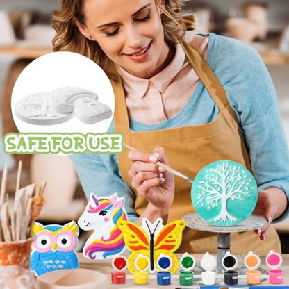 10 Pack Spring Flower Paint Your Own Stones for Adult DIY Ceramic Butterfly Turtle Ladybug Stepping Stones Painting Craft Kits Painting Supplies Garden Outdoor Stone Art Gifts