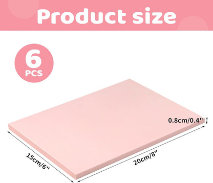 6 Pack 8"x6" Pale Pink Rubber Stamp Carving Blocks Rubber Carved Brick Soft Rubber Linoleum Block for Craft Project