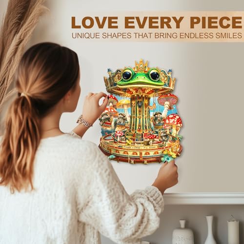 Frog Drop Tower Puzzles Adults Gifts for Women Men Wooden 85 Pieces 8.5 * 6.8in
