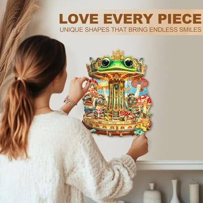 Frog Drop Tower Puzzles Adults Gifts for Women Men Wooden 85 Pieces 8.5 * 6.8in
