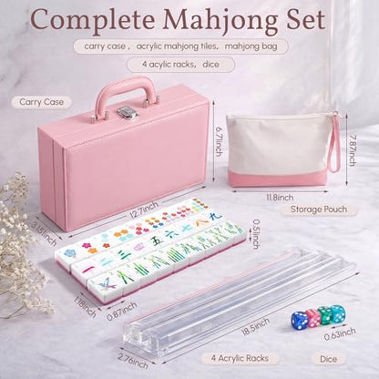 American Mahjong Set 168 Blossom Acrylic Numbered Tiles (172 Count)