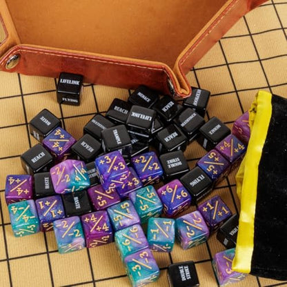 48 PCS MTG Counter Token Dice Abilities Keyword Counters Bulk Creature Stats Buff Magic The Gathering Tokens Dice Set with Bag TCG Card Games Accessories (48 Count)