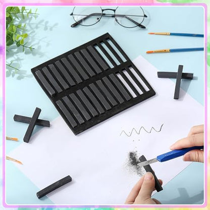 24 Pcs Soft Pastel Drawing Chalk Set Square Sketch Chalk Non (24 Count)