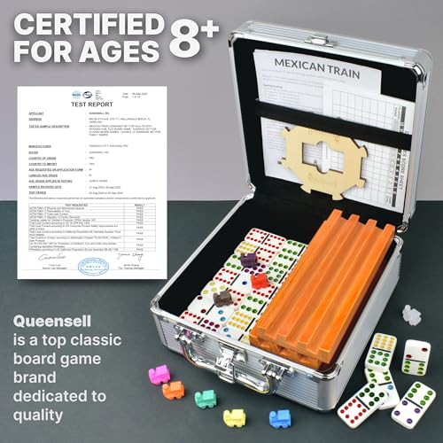 Mexican Train Dominoes Set with 8 Holders