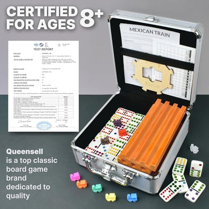 Mexican Train Dominoes Set with 8 Holders