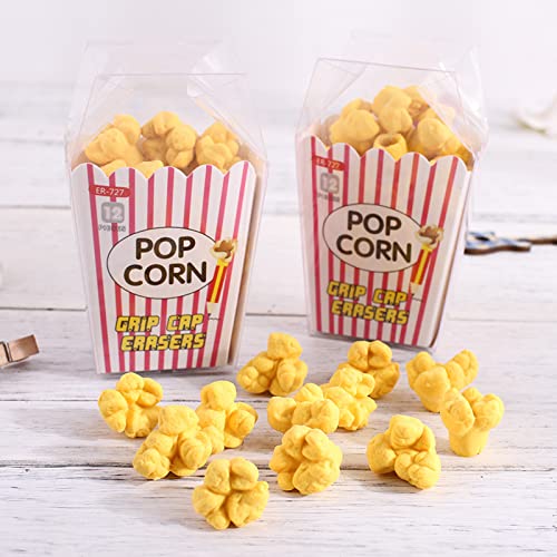 Pencil Top Erasers 36 Pack Popcorn Pencil Erasers Toppers Cap Erasers for Kids Cute Fun Novelty Food Erasers for Student School Supplies Prize Gifts Party Favors (36 个)