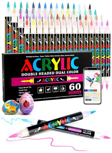 120 Colors Acrylic Paint Markers with 60 Dual