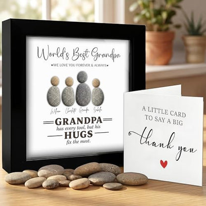 Personalized Grandpa Pebble Art Wooden Frame Sign
