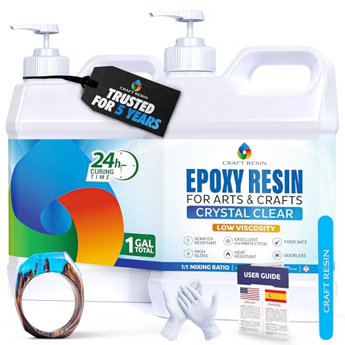 1 Gallon Crystal Clear Epoxy Resin Kit with Pumps (136 Fl Oz)