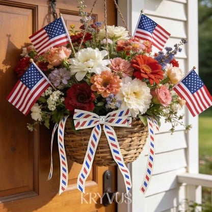 4th of July Red White and Blue Cotton Ribbon 5 (36 Foot)