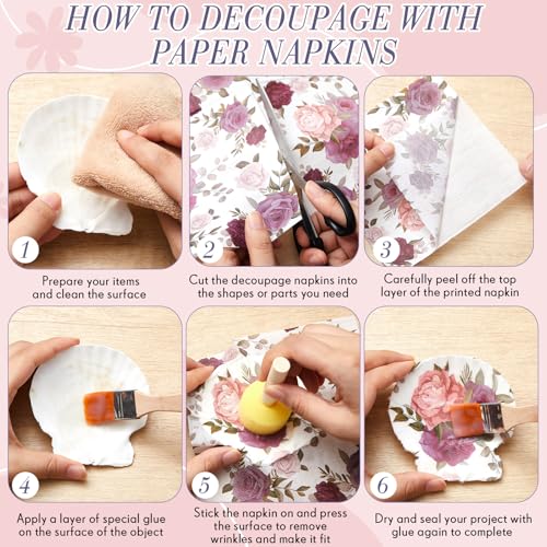 20 Pack Decoupage Napkins Floral Cocktail Decorative Paper Napkins (20 Count)