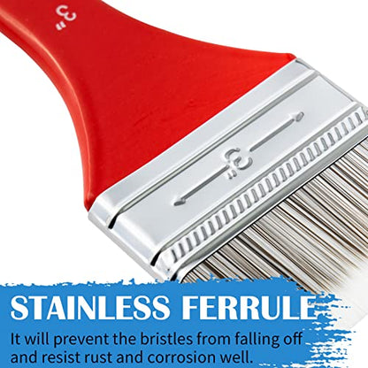 Flat Paddle Paint Brush Set with Long Handle (10 Count)