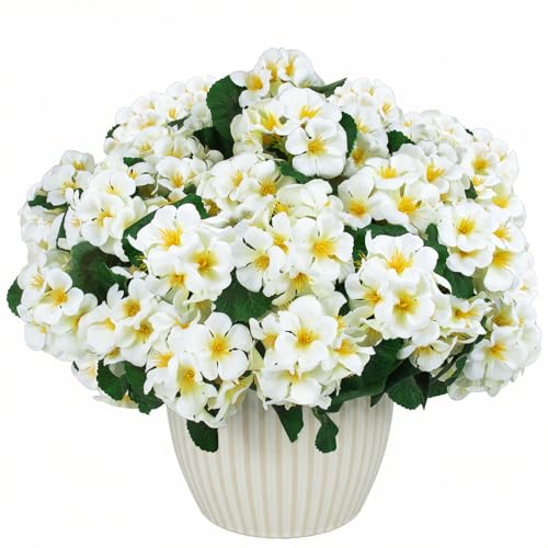 12 Pcs Artificial Geranium Flowers for Outdoors Geranium Silk Flowers Outdoor UV Resistant Garden Plants Faux Flowers for Home Kitchen Table Centerpieces Decor