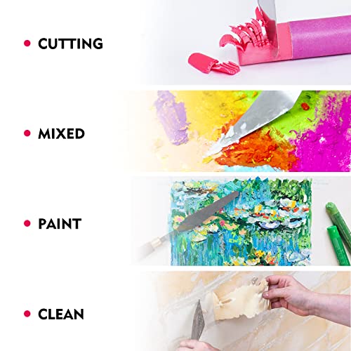 Palette Knife Painting Stainless Steel Spatula Palette Knife Oil Paint Metal Knives Wood Handle (5 Count)