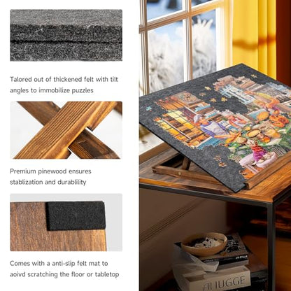 Foldable Jigsaw Puzzle Board with 3 Angle Adjustable Bracket