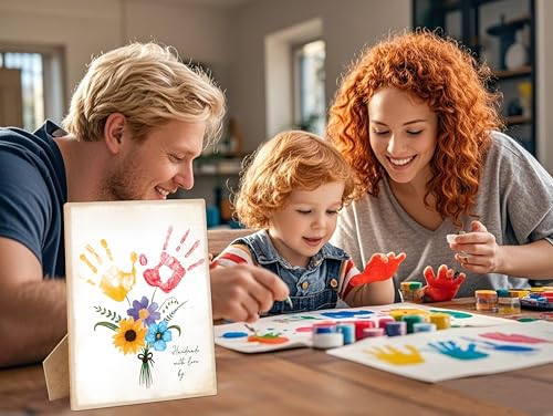 Flower Bouquet Handprint Art Keepsake Making Wooden Sign with Stand 9x12"