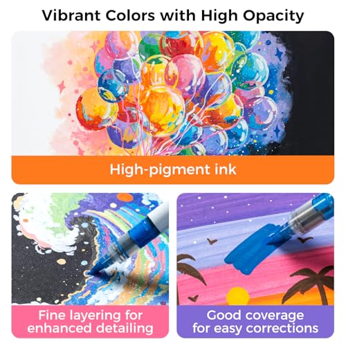 Acrylic Paint Markers Brush Tip 48 Pack Opaque Acrylic Markers (48 Count)