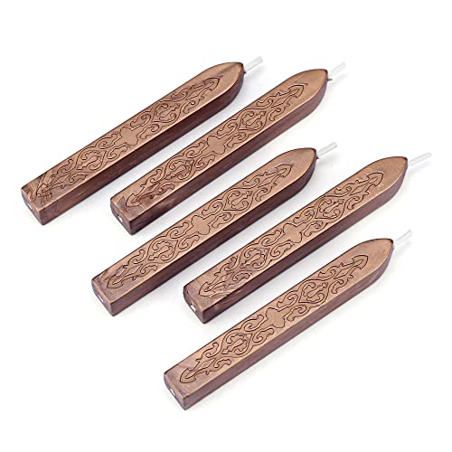 5Pcs Bronze Gold Sealing Wax Sticks with Wicks for Wax Seal Stamp (5 Count)