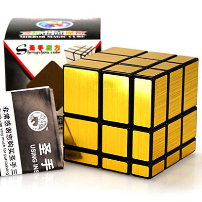 Mirror Speed Cube 3x3 Magic Cube Puzzle Brain Teaser Game Gold