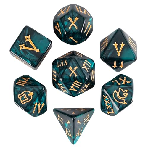 7 Die DND Dice Set Polyhedral Dice Set with a Leather Dice Bag (7 Count)