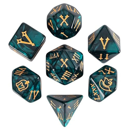 7 Die DND Dice Set Polyhedral Dice Set with a Leather Dice Bag (7 Count)