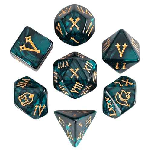 7 Die DND Dice Set Polyhedral Dice Set with a Leather Dice Bag (7 Count)