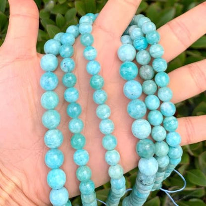 35pcs Adabele Natural Brazil Blue Amazonite Healing Gemstone 10mm Round Loose Beads Gem Stone Spacer for DIY Craft Jewelry Making GE6 (37 Count)