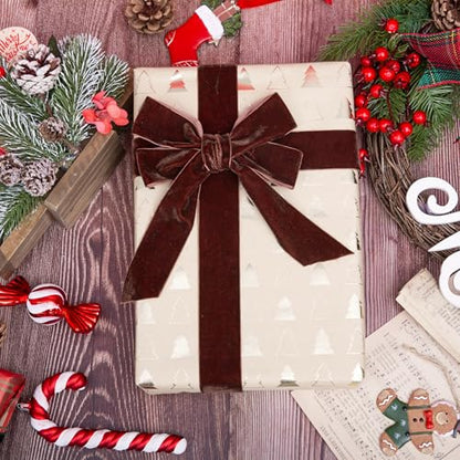 Vintage Brown Velvet Ribbon Chocolate Christmas Ribbon for Gift Wrapping Crafts Christmas Tree Ornaments Garland Decorations