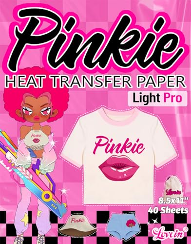 Pinkie UPGRADED Heat Transfer Paper for Light Fabric (40 Count)