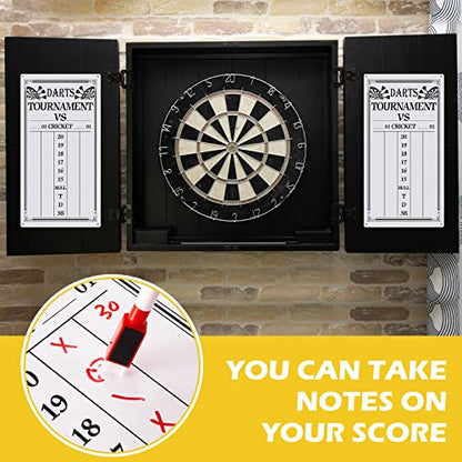 2 Pieces Dart Scoreboard Dry Erase Scoreboard Dart Score Keeper Dart Accessories with 4 Dry Erase Markers for Cricket and 01 Dart Games