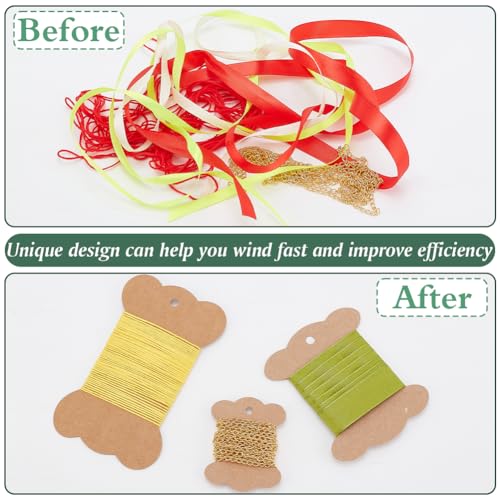 90PCS Ribbon Spools 3 Styles Ribbon Storage Organizer Flat Spool Bobbin Yarn Bobbin Kraft Spool Floss Bobbins Card Thread Holder for Embroidery Thread Cross Stitch Craft DIY Sewing