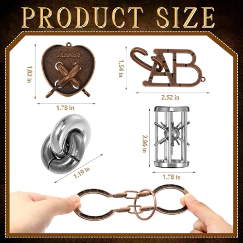 24 Pcs Metal Brain Teaser Puzzles for Adults IQ Logic (24 Count)