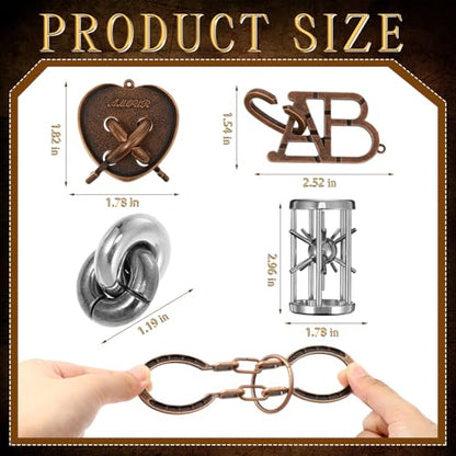 24 Pcs Metal Brain Teaser Puzzles for Adults IQ Logic (24 Count)