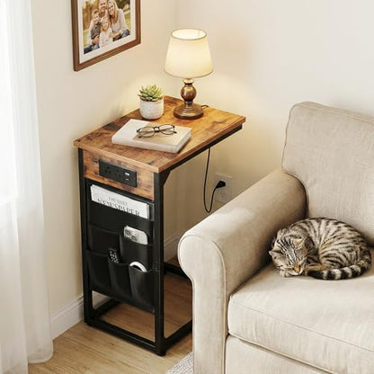 C Shaped End Table with Charging Station (2 Count)
